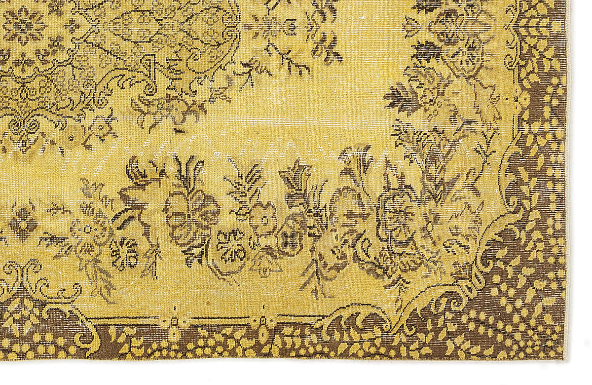Yellow Over Dyed Vintage Rug 5&#39;4&#39;&#39; x 9&#39;1&#39;&#39; ft 163 x 278 cm