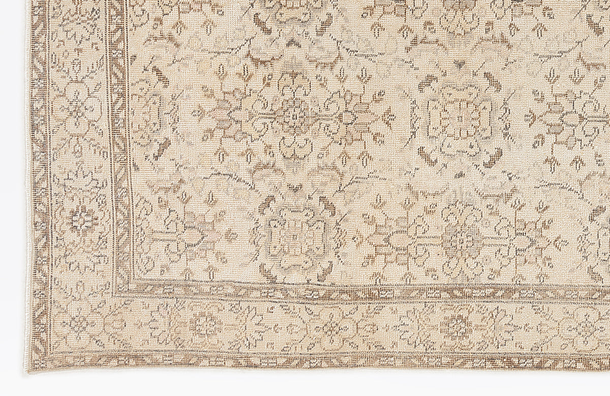 Beige Over Dyed Vintage Rug 5&#39;11&#39;&#39; x 10&#39;3&#39;&#39; ft 180 x 312 cm