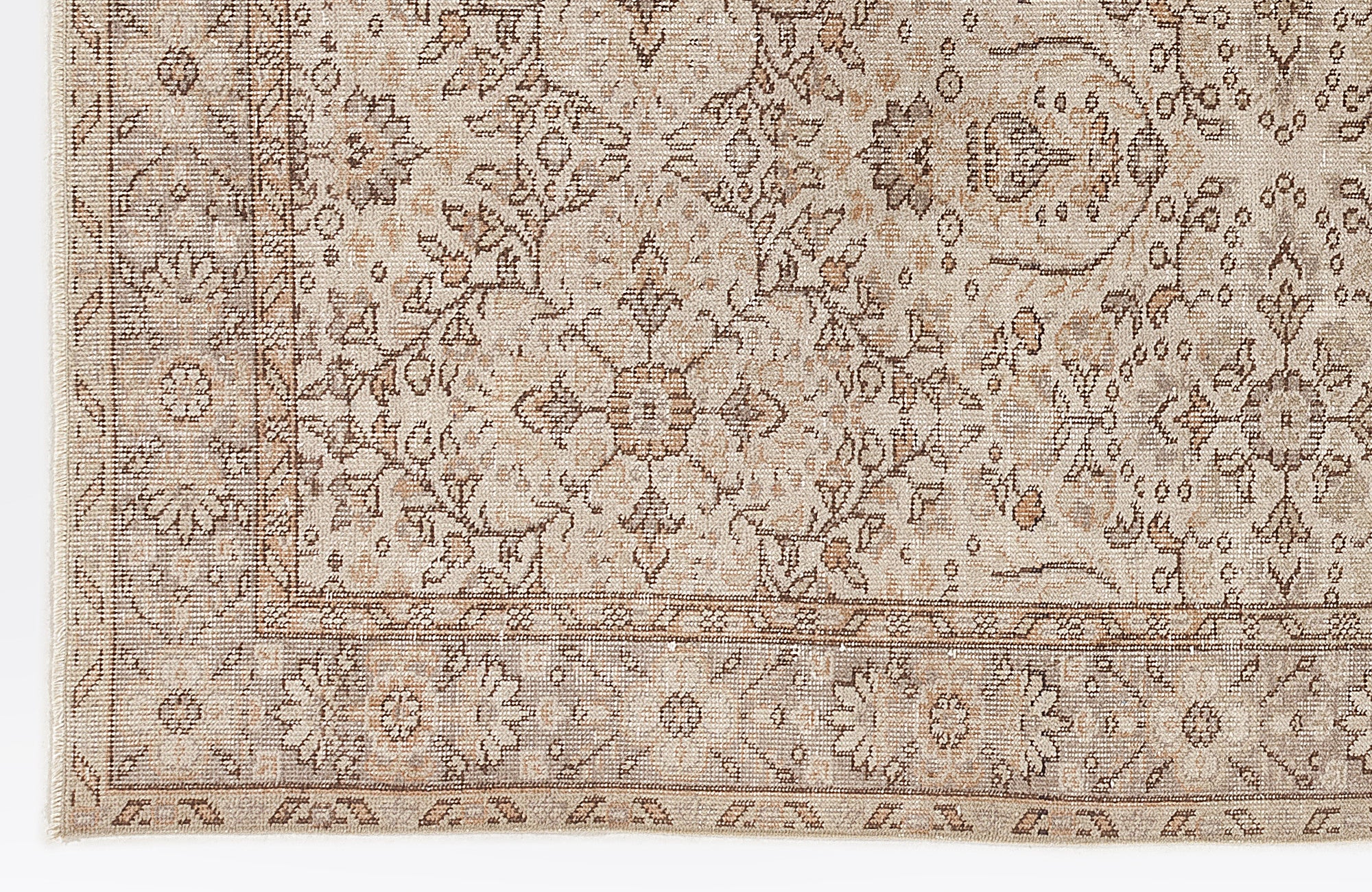 Beige Over Dyed Vintage Rug 5'7'' x 9'7'' ft 170 x 292 cm