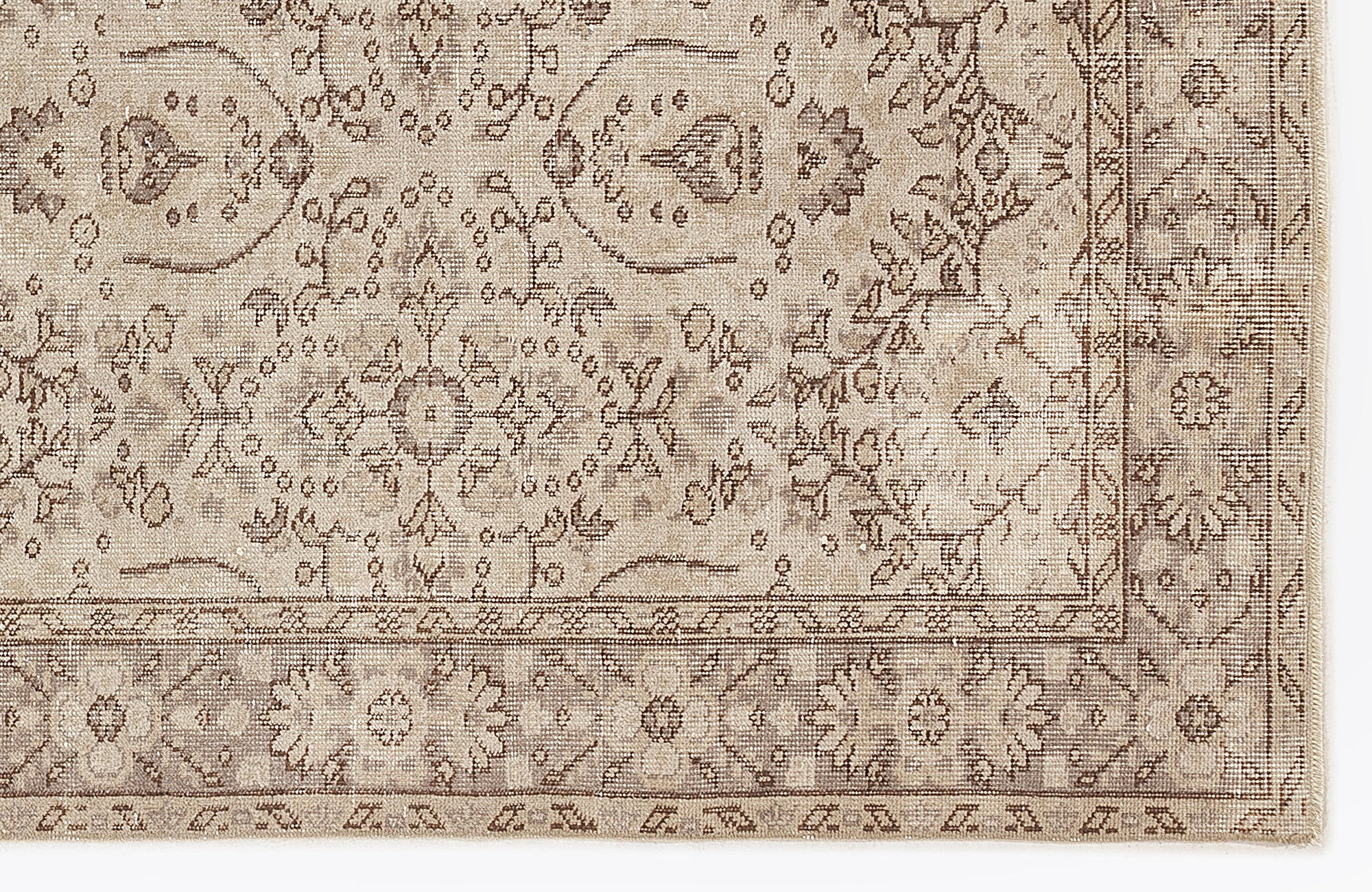Beige Over Dyed Vintage Rug 5'7'' x 9'7'' ft 170 x 292 cm