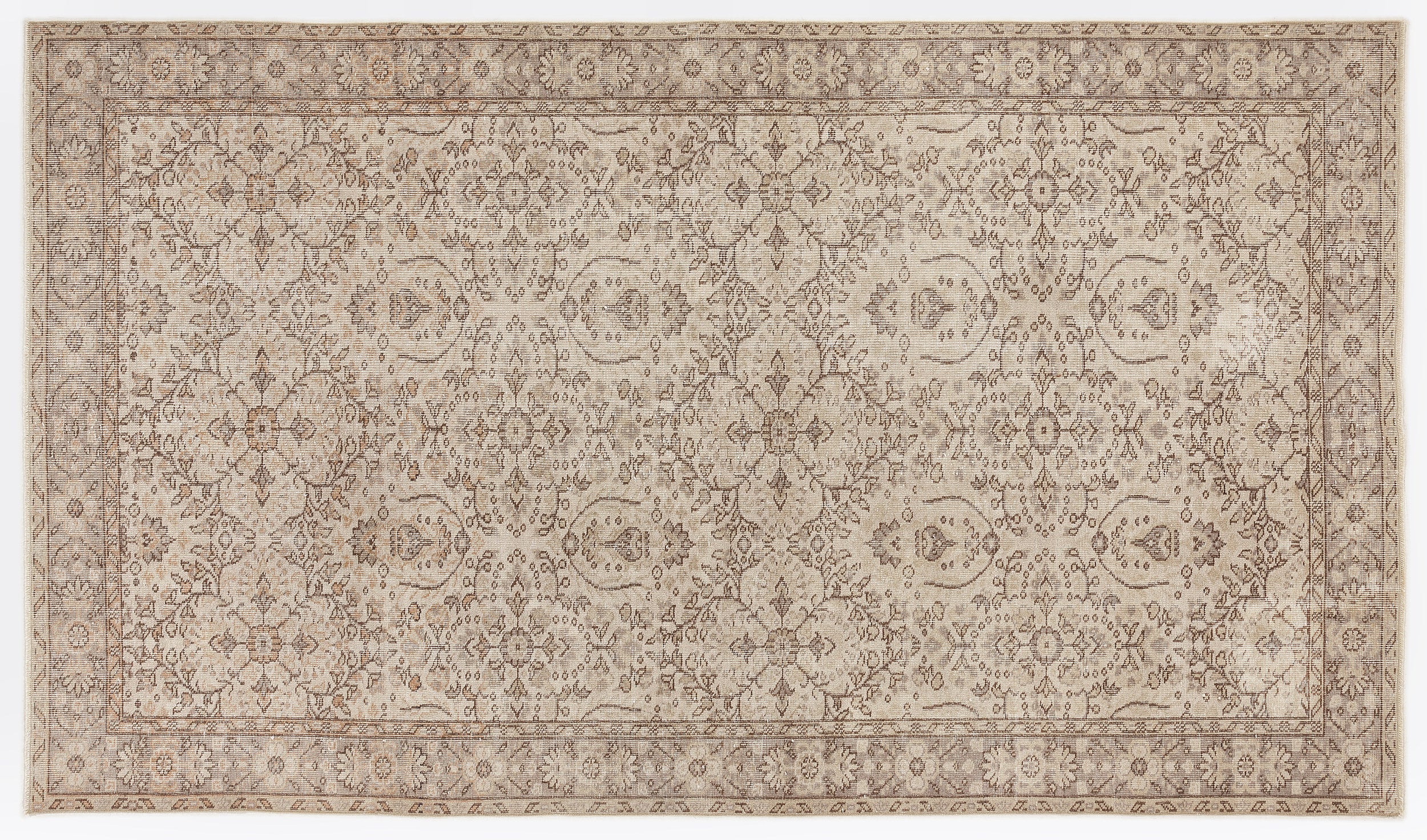 Beige Over Dyed Vintage Rug 5'7'' x 9'7'' ft 170 x 292 cm
