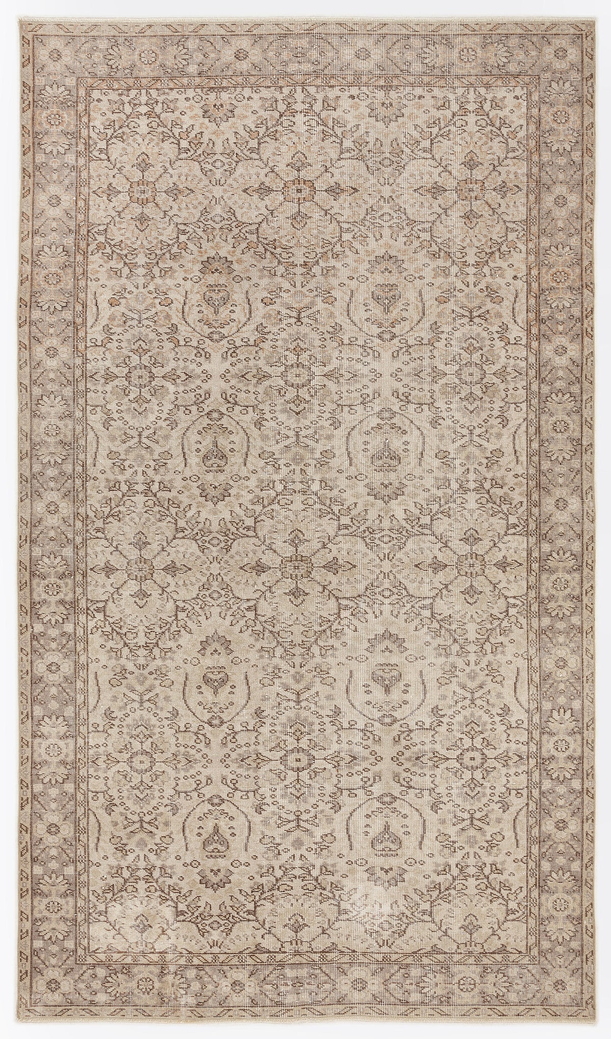 Beige Over Dyed Vintage Rug 5&#39;7&#39;&#39; x 9&#39;7&#39;&#39; ft 170 x 292 cm