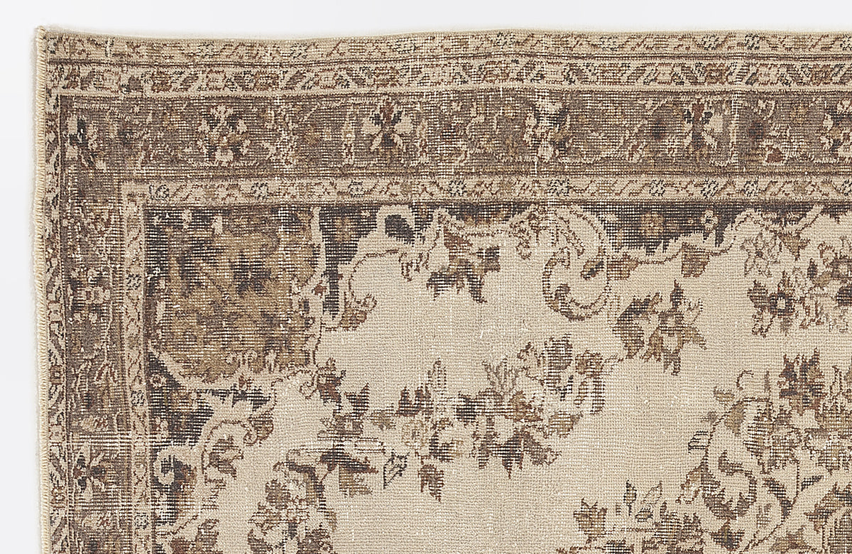 Beige Over Dyed Vintage Rug 5&#39;5&#39;&#39; x 8&#39;9&#39;&#39; ft 165 x 266 cm