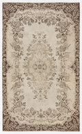 Beige Over Dyed Vintage Rug 5'7'' x 9'3'' ft 170 x 283 cm