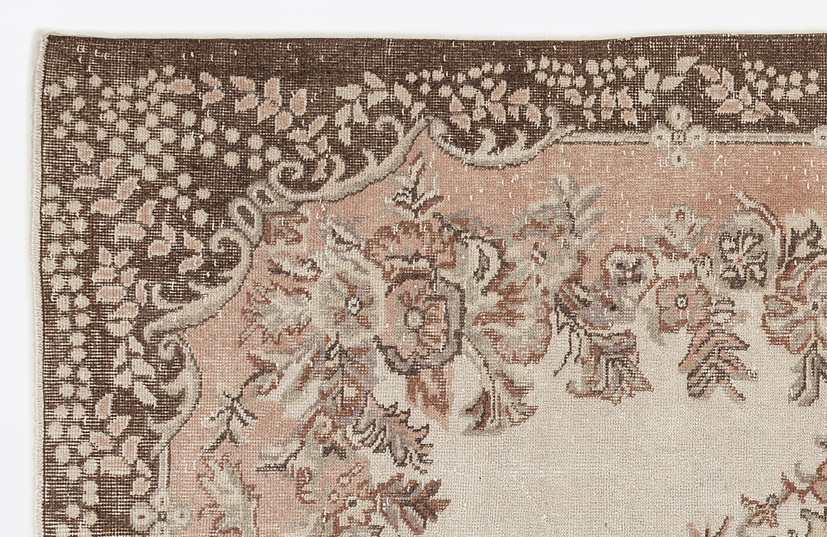 Beige Over Dyed Vintage Rug 6&#39;2&#39;&#39; x 9&#39;9&#39;&#39; ft 187 x 296 cm