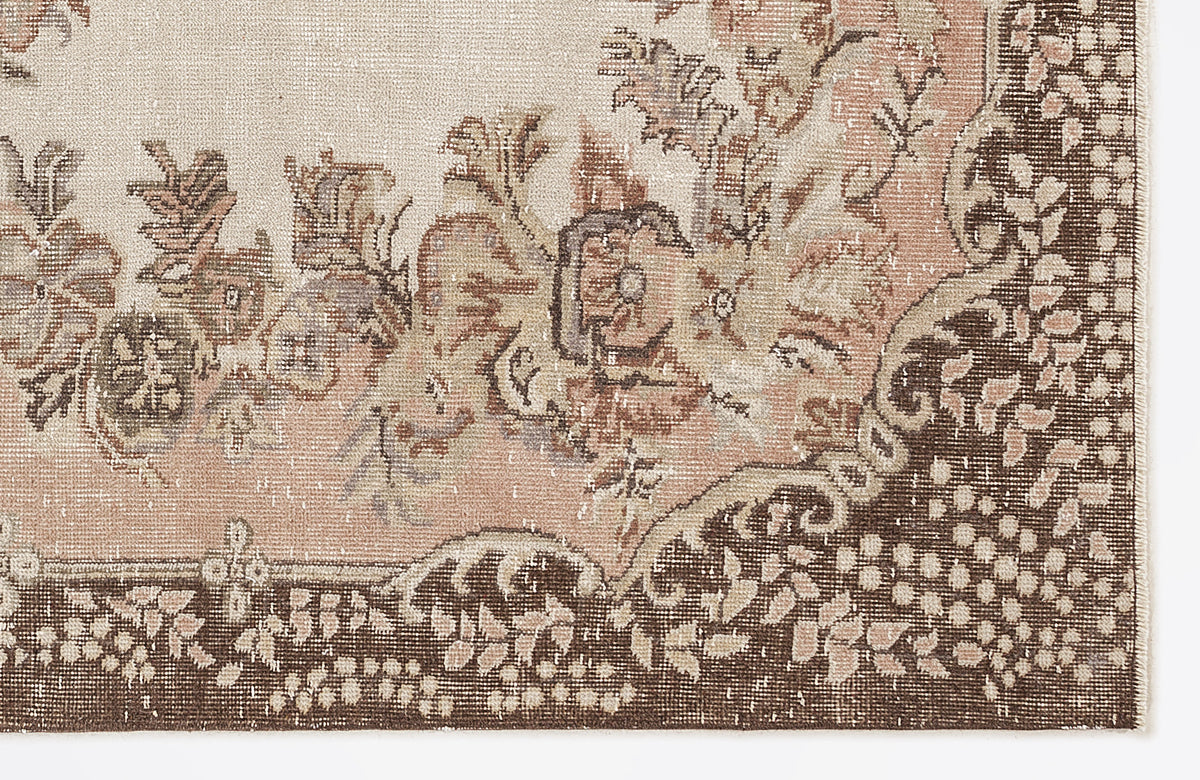 Beige Over Dyed Vintage Rug 6&#39;2&#39;&#39; x 9&#39;9&#39;&#39; ft 187 x 296 cm