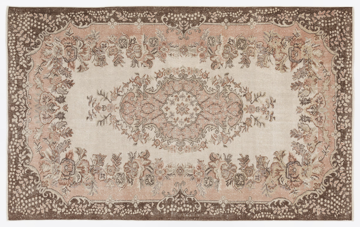 Beige Over Dyed Vintage Rug 6&#39;2&#39;&#39; x 9&#39;9&#39;&#39; ft 187 x 296 cm