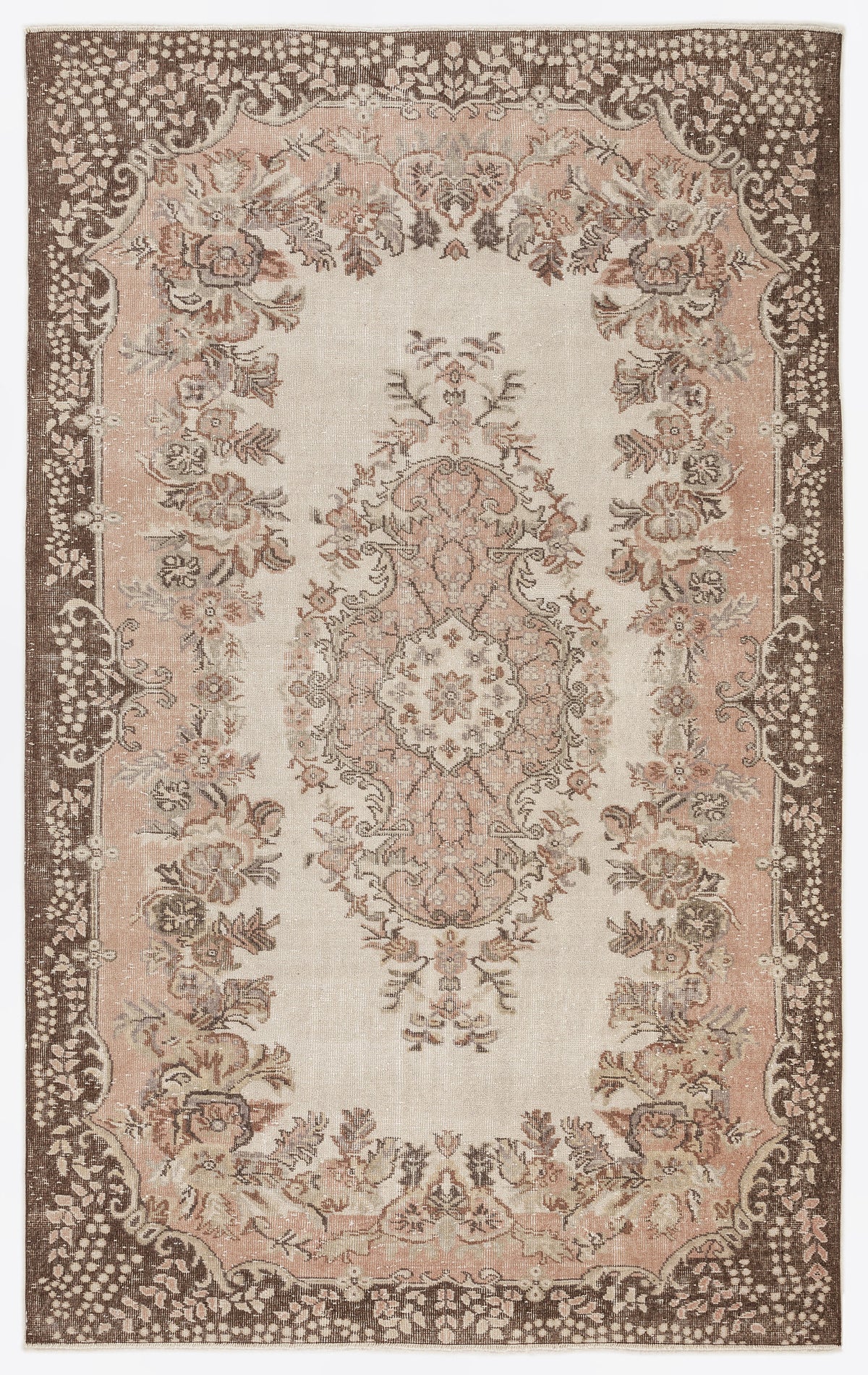 Beige Over Dyed Vintage Rug 6&#39;2&#39;&#39; x 9&#39;9&#39;&#39; ft 187 x 296 cm