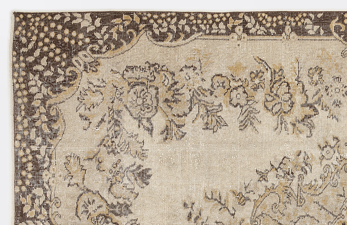 Beige Over Dyed Vintage Rug 5&#39;11&#39;&#39; x 9&#39;6&#39;&#39; ft 180 x 290 cm