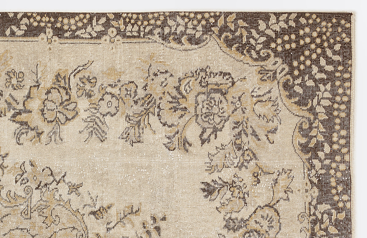 Beige Over Dyed Vintage Rug 5&#39;11&#39;&#39; x 9&#39;6&#39;&#39; ft 180 x 290 cm