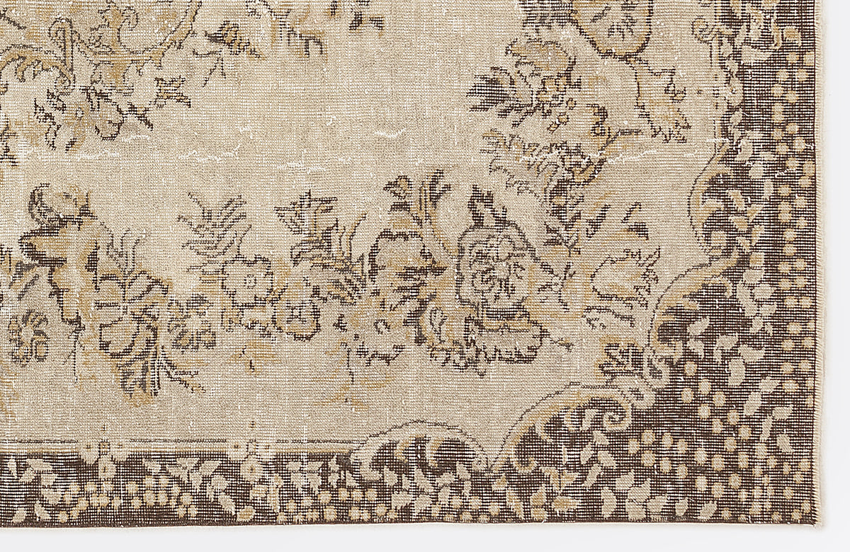Beige Over Dyed Vintage Rug 5&#39;11&#39;&#39; x 9&#39;6&#39;&#39; ft 180 x 290 cm