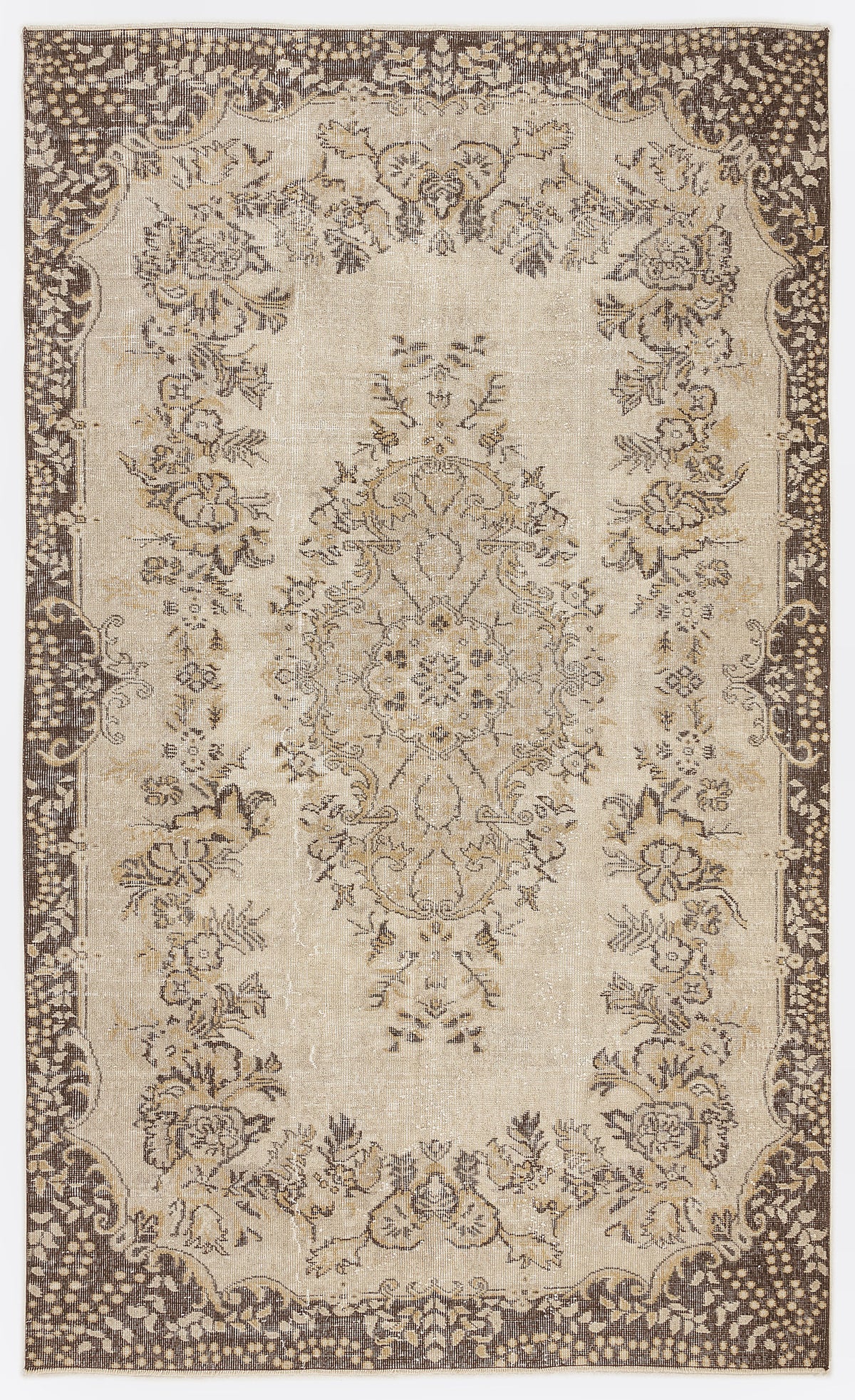 Beige Over Dyed Vintage Rug 5&#39;11&#39;&#39; x 9&#39;6&#39;&#39; ft 180 x 290 cm