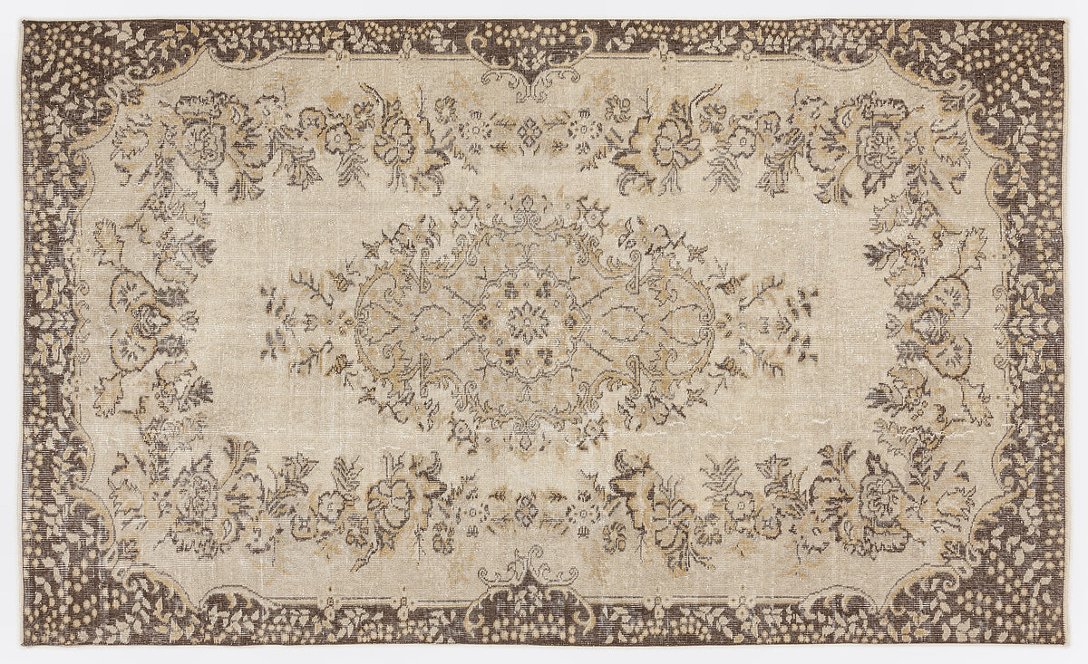 Beige Over Dyed Vintage Rug 5&#39;11&#39;&#39; x 9&#39;6&#39;&#39; ft 180 x 290 cm