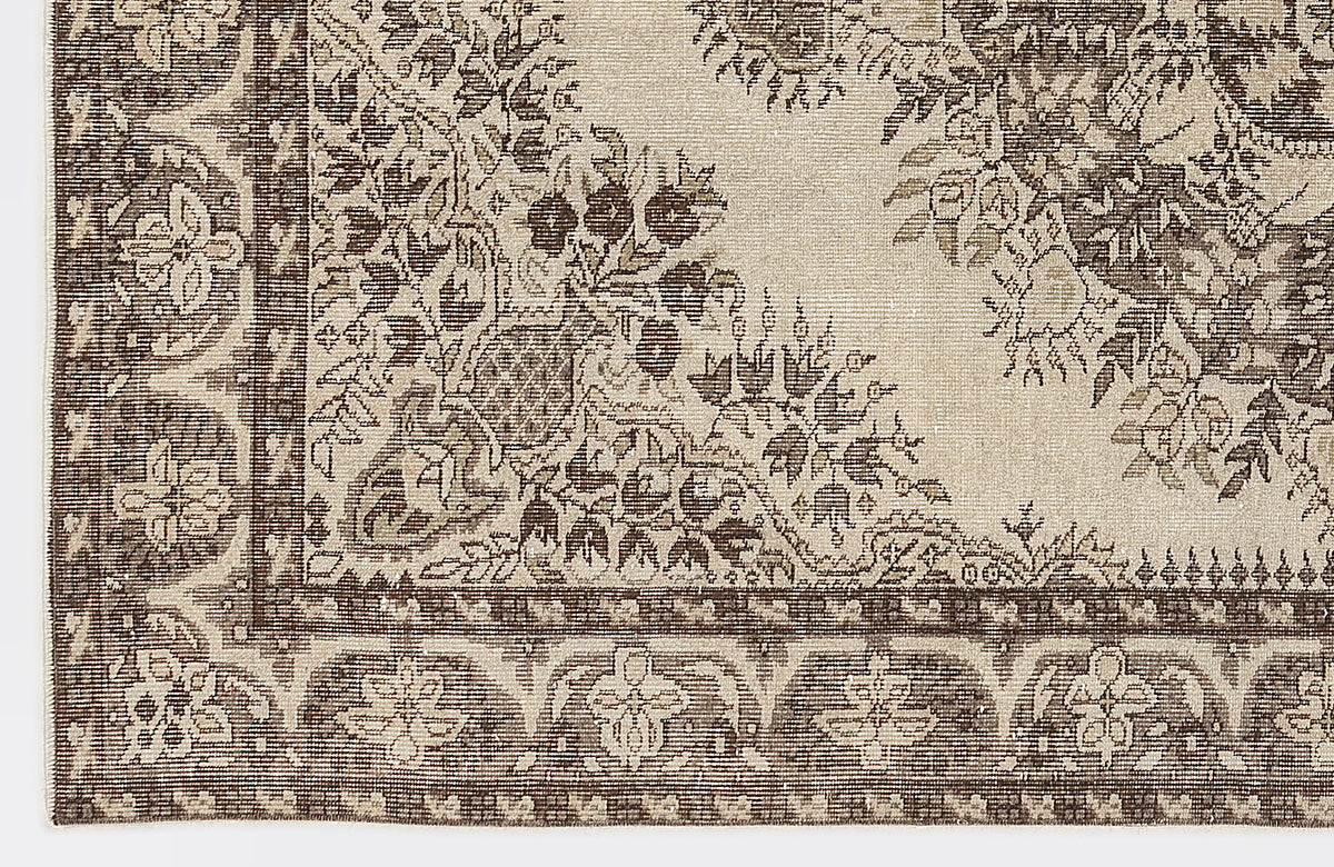 Beige Over Dyed Vintage Rug 5&#39;6&#39;&#39; x 8&#39;7&#39;&#39; ft 167 x 262 cm