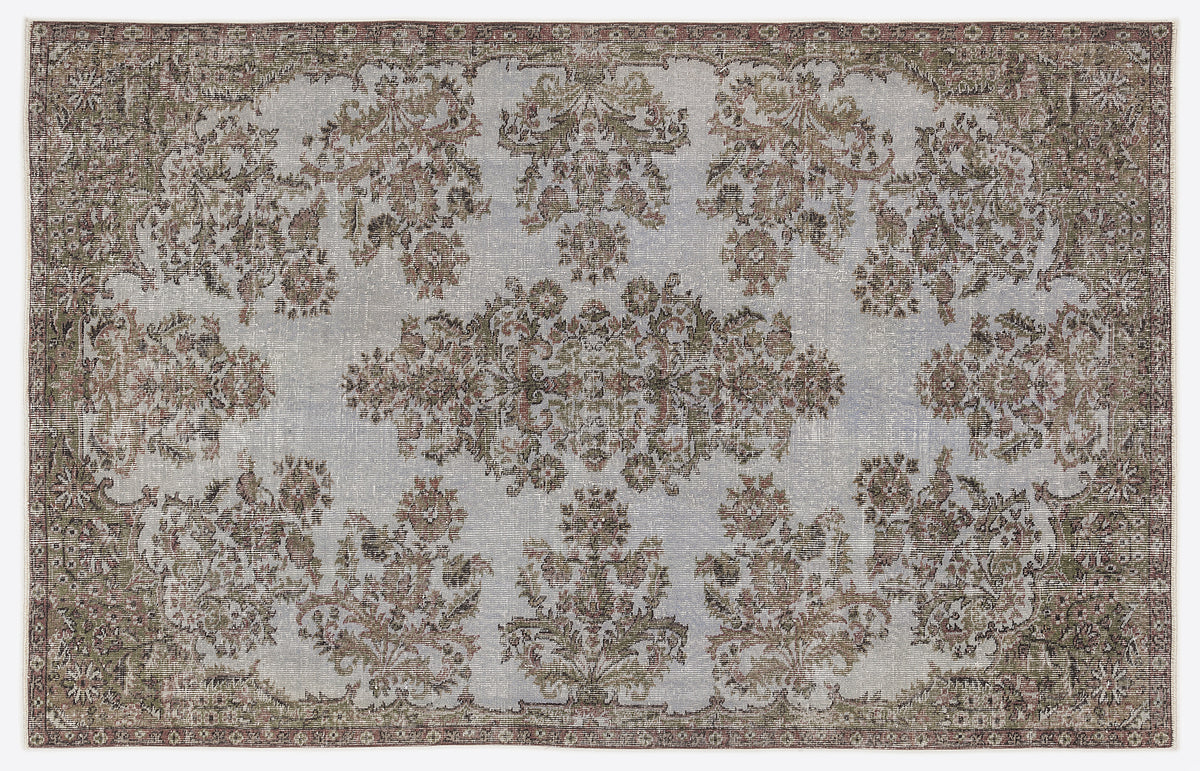 Gray Over Dyed Vintage Rug 5&#39;6&#39;&#39; x 8&#39;10&#39;&#39; ft 168 x 268 cm