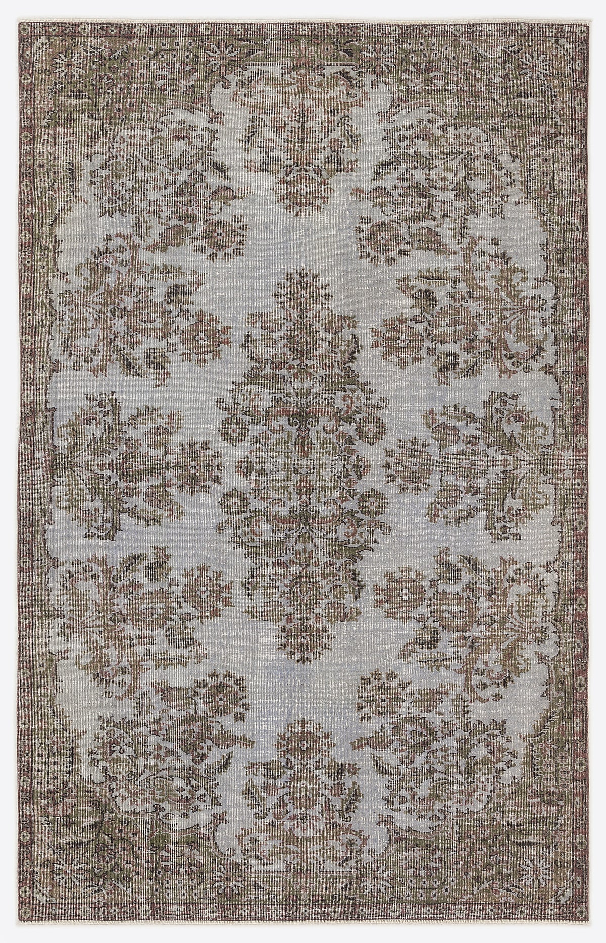 Gray Over Dyed Vintage Rug 5&#39;6&#39;&#39; x 8&#39;10&#39;&#39; ft 168 x 268 cm