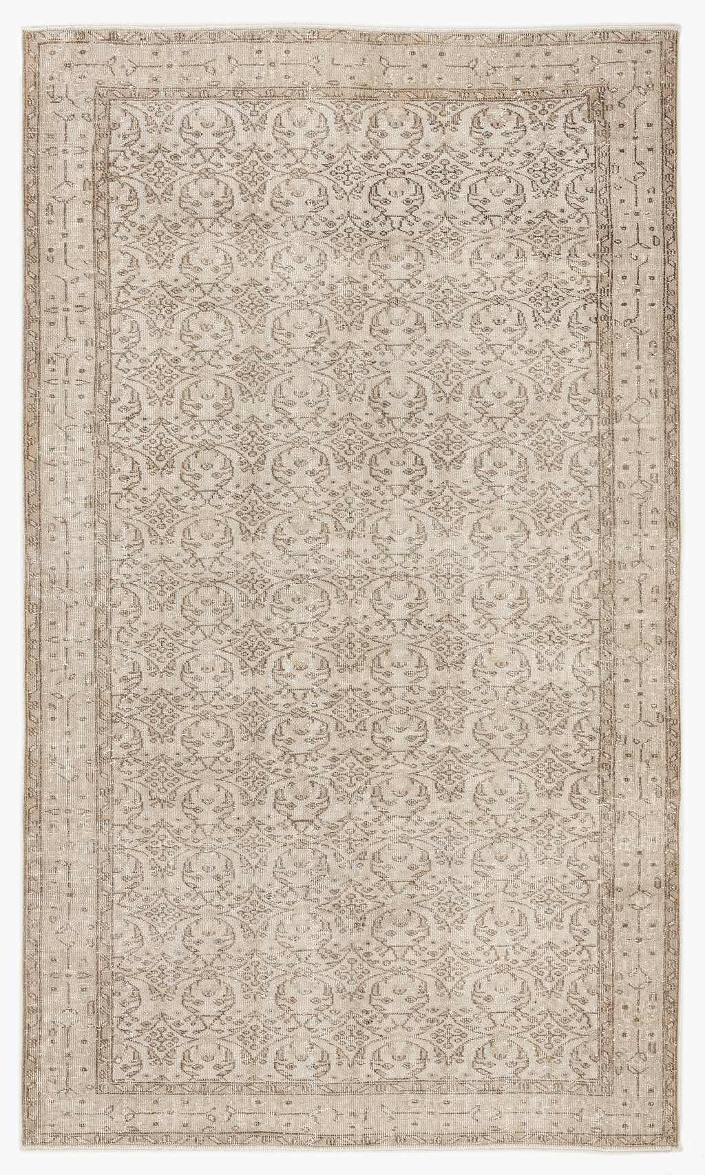 Beige Over Dyed Vintage Rug 5'5'' x 9'2'' ft 165 x 280 cm