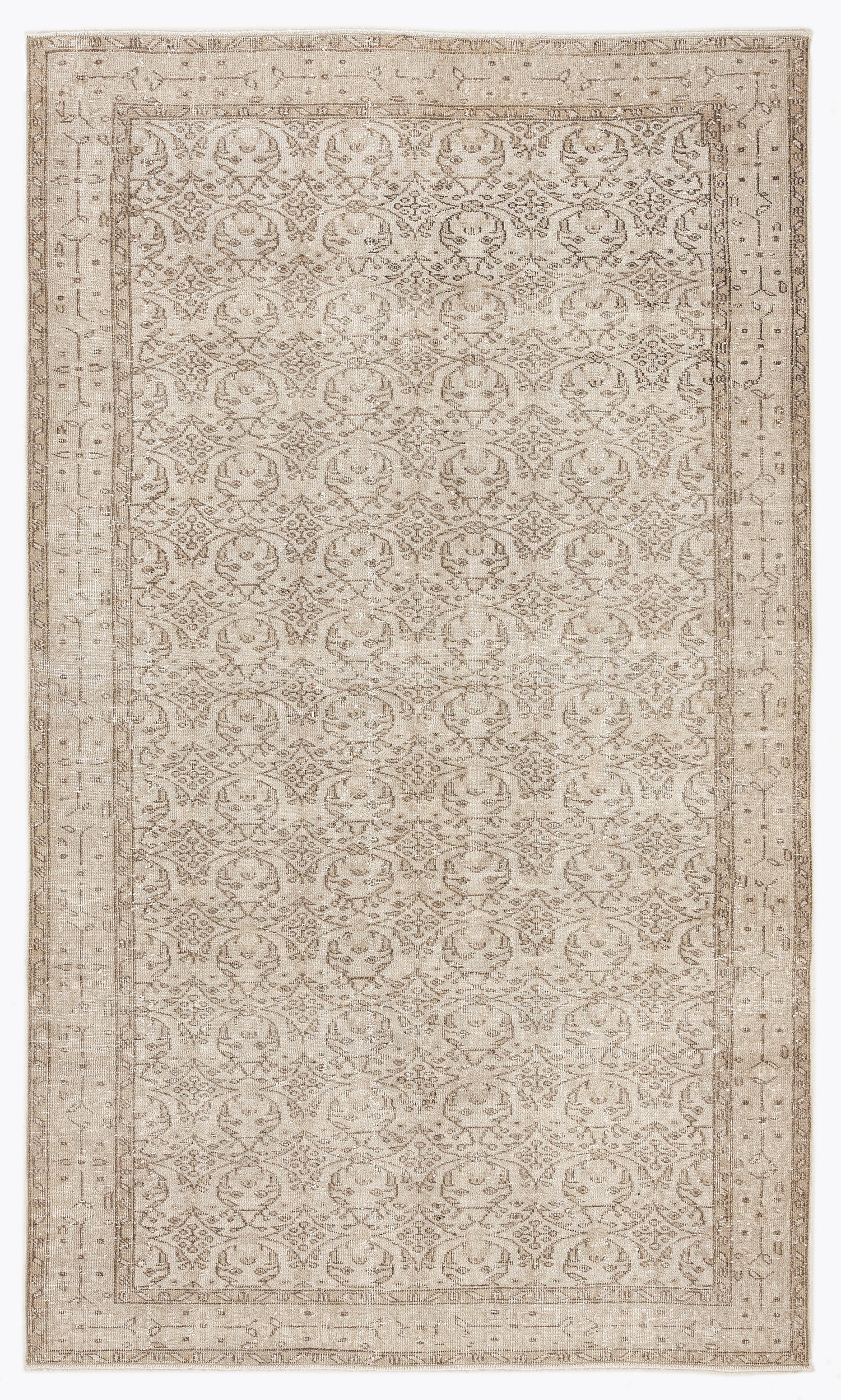 Beige Over Dyed Vintage Rug 5'5'' x 9'2'' ft 165 x 280 cm