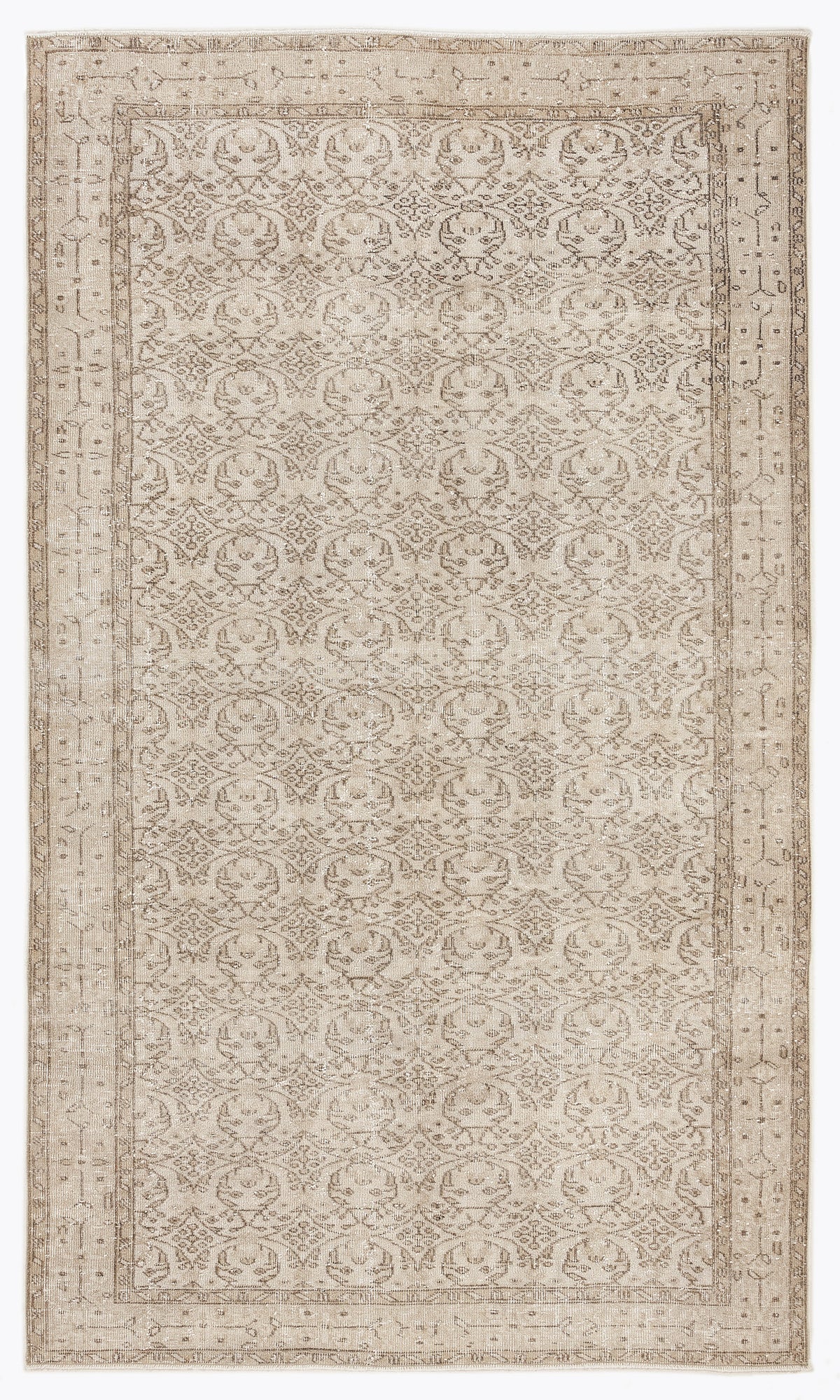 Beige Over Dyed Vintage Rug 5&#39;5&#39;&#39; x 9&#39;2&#39;&#39; ft 165 x 280 cm