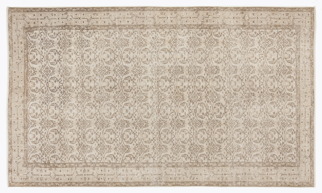 Beige Over Dyed Vintage Rug 5'5'' x 9'2'' ft 165 x 280 cm
