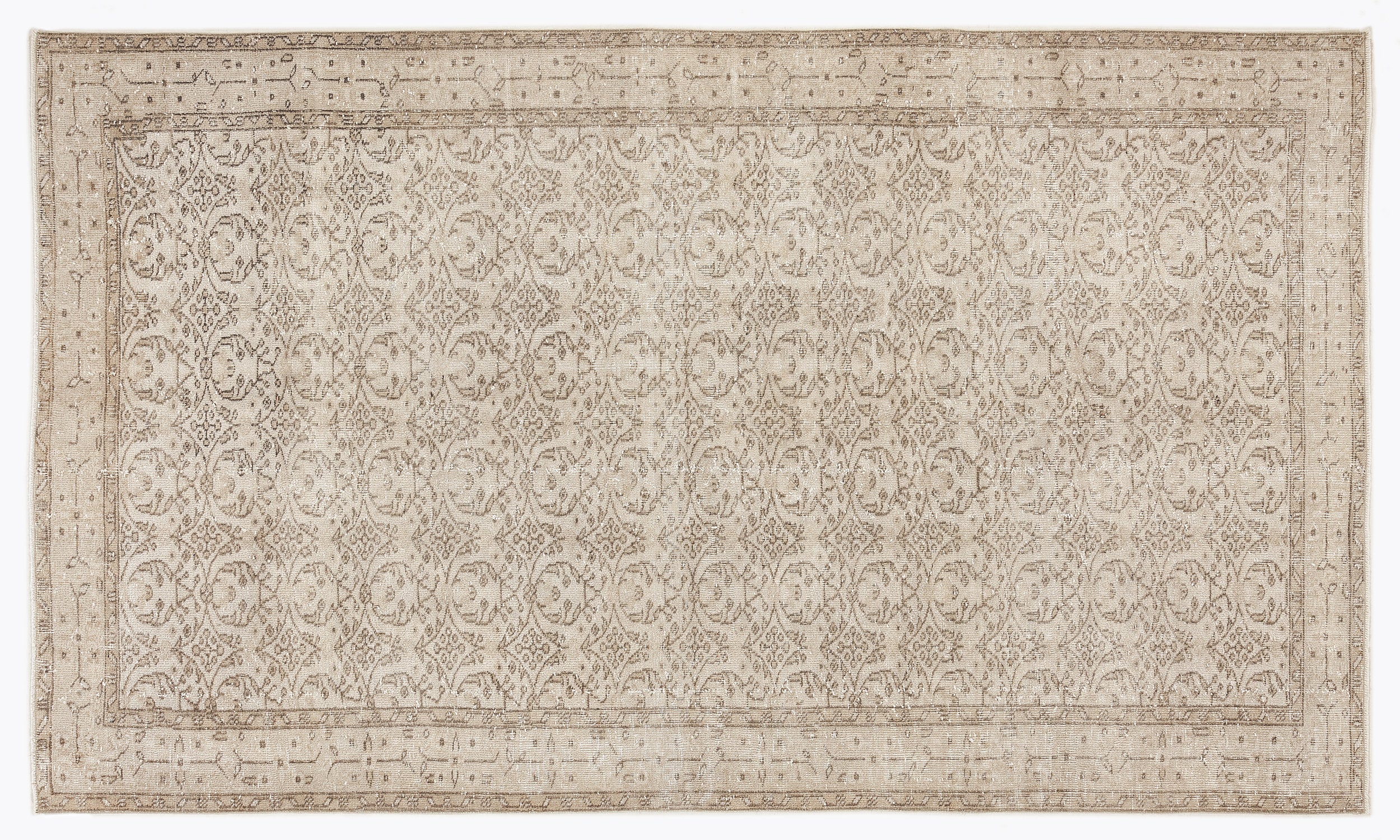 Beige Over Dyed Vintage Rug 5'5'' x 9'2'' ft 165 x 280 cm