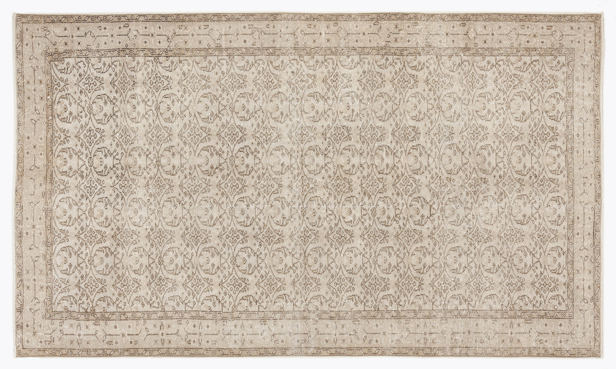 Beige Over Dyed Vintage Rug 5&#39;5&#39;&#39; x 9&#39;2&#39;&#39; ft 165 x 280 cm