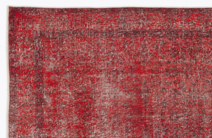 Red Over Dyed Vintage Rug 4'7'' x 11'3'' ft 140 x 344 cm