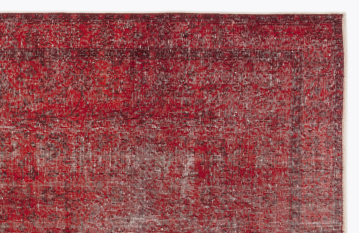 Red Over Dyed Vintage Rug 4&#39;7&#39;&#39; x 11&#39;3&#39;&#39; ft 140 x 344 cm