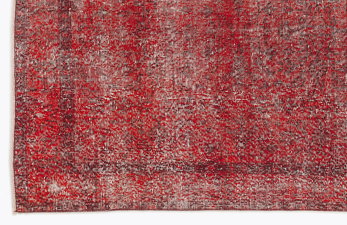 Red Over Dyed Vintage Rug 4&#39;7&#39;&#39; x 11&#39;3&#39;&#39; ft 140 x 344 cm