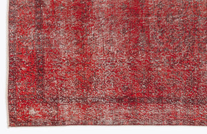 Red Over Dyed Vintage Rug 4'7'' x 11'3'' ft 140 x 344 cm