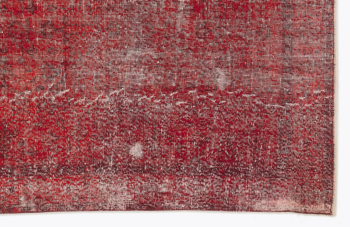 Red Over Dyed Vintage Rug 4&#39;7&#39;&#39; x 11&#39;3&#39;&#39; ft 140 x 344 cm