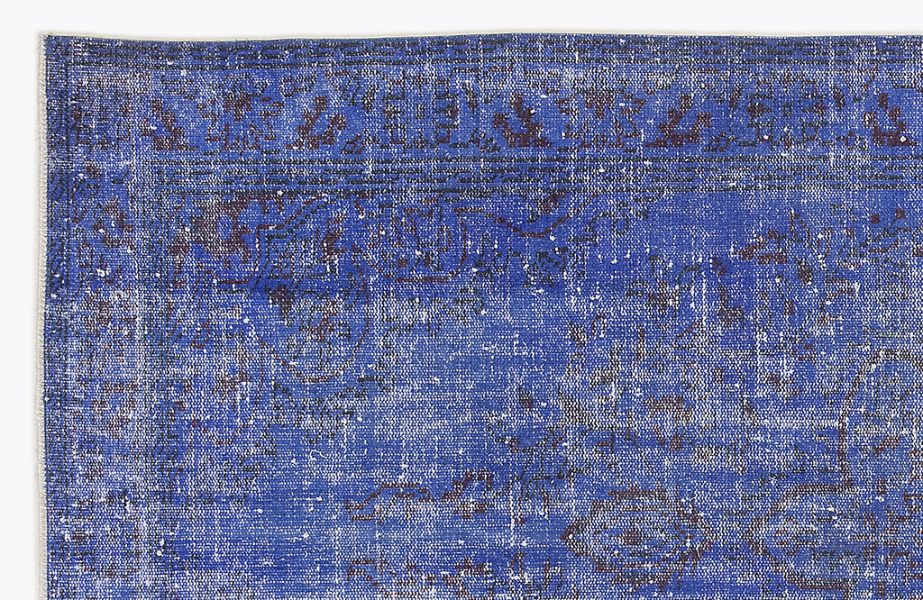 Blue Over Dyed Vintage Rug 4'11'' x 9'2'' ft 151 x 280 cm