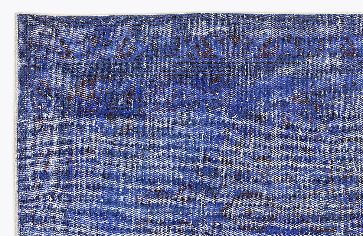 Blue Over Dyed Vintage Rug 4&#39;11&#39;&#39; x 9&#39;2&#39;&#39; ft 151 x 280 cm