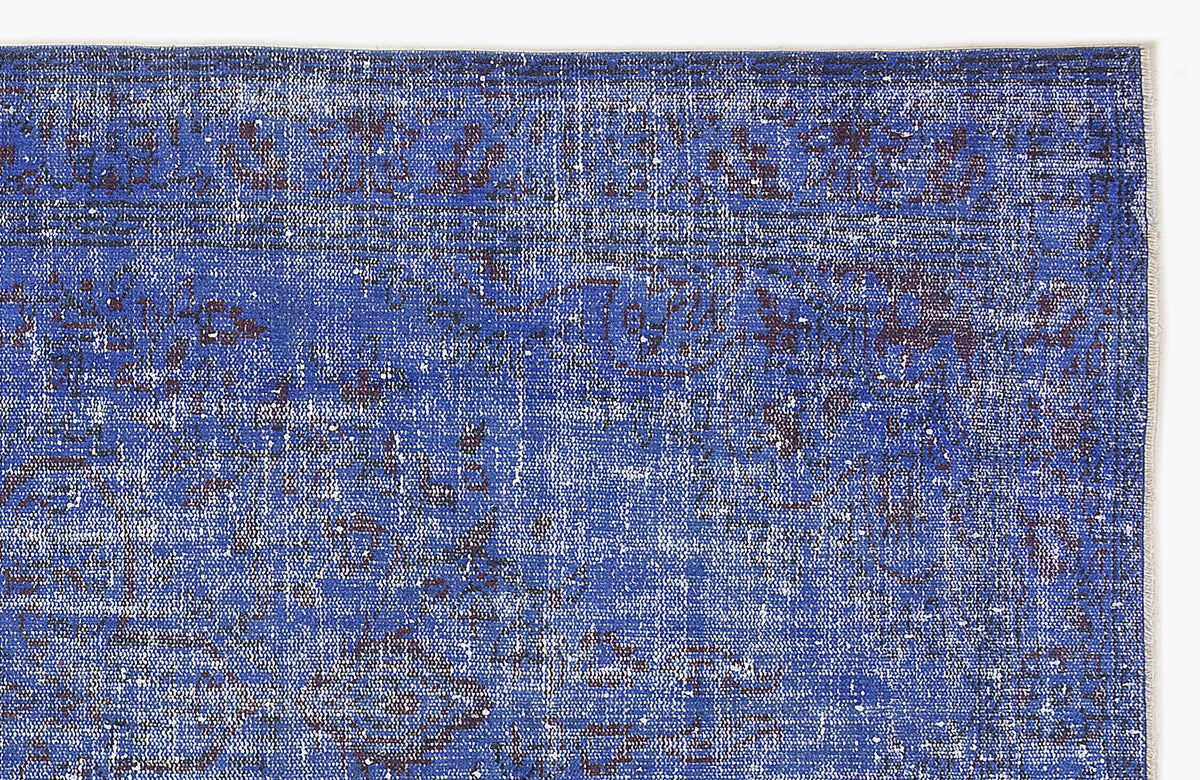 Blue Over Dyed Vintage Rug 4&#39;11&#39;&#39; x 9&#39;2&#39;&#39; ft 151 x 280 cm