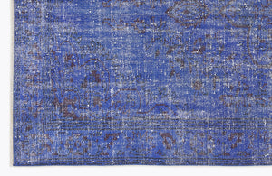 Blue Over Dyed Vintage Rug 4'11'' x 9'2'' ft 151 x 280 cm