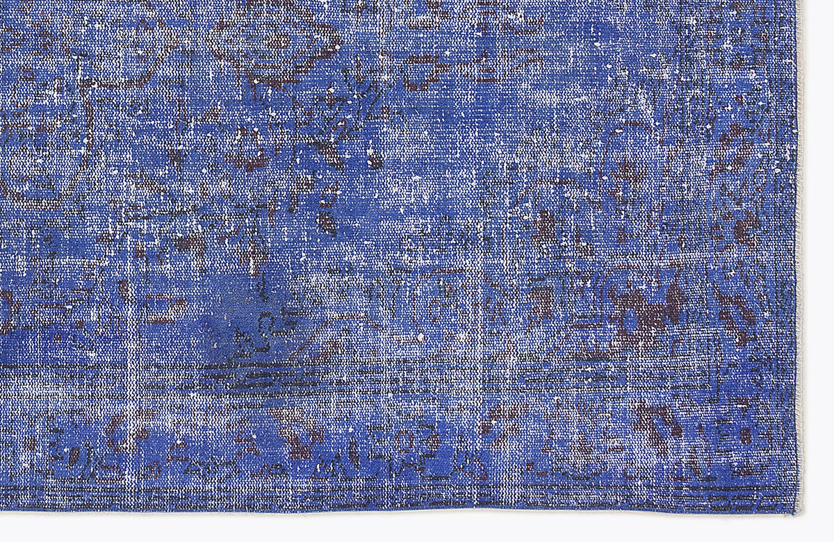 Blue Over Dyed Vintage Rug 4&#39;11&#39;&#39; x 9&#39;2&#39;&#39; ft 151 x 280 cm