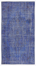 Blue Over Dyed Vintage Rug 4'11'' x 9'2'' ft 151 x 280 cm