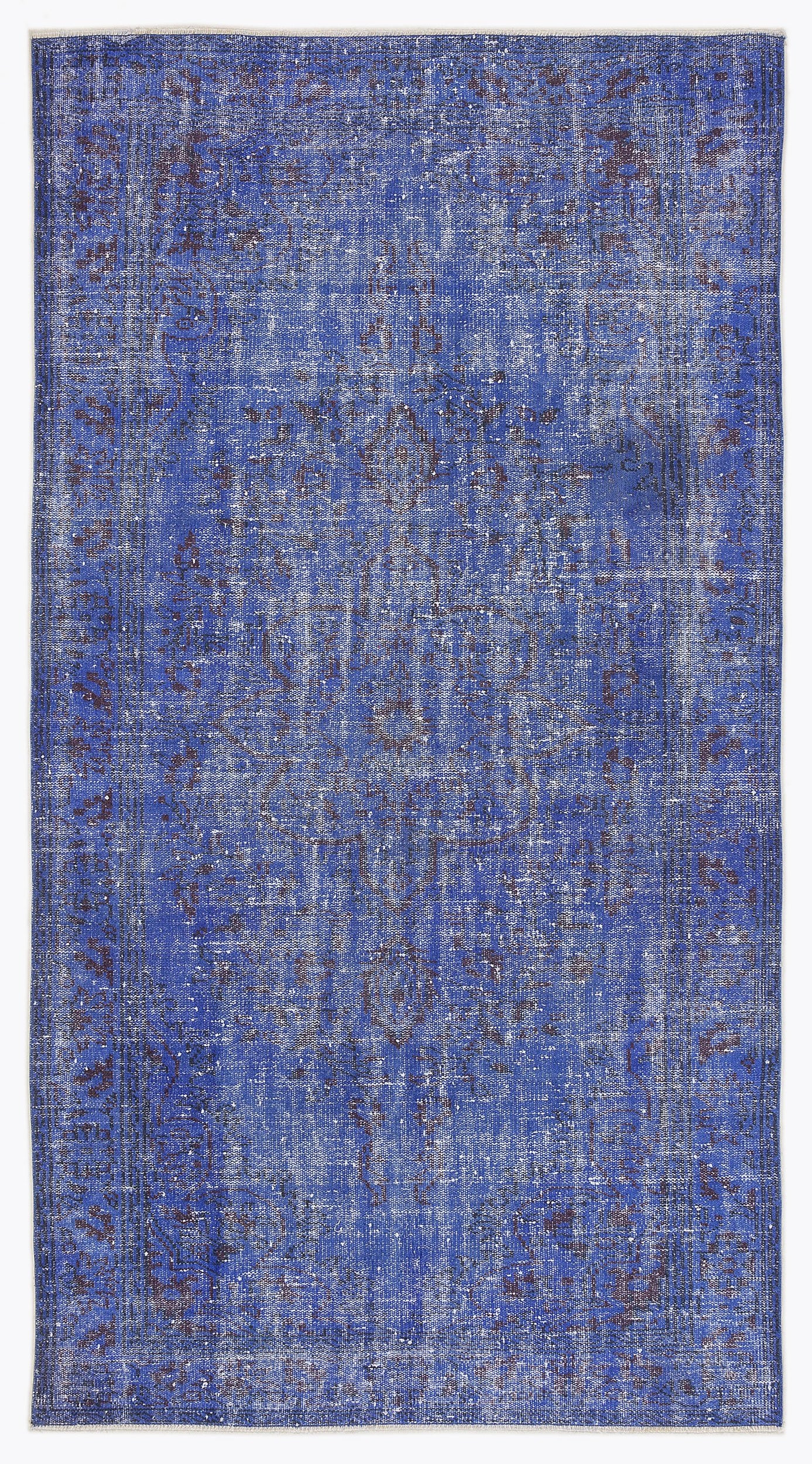 Blue Over Dyed Vintage Rug 4'11'' x 9'2'' ft 151 x 280 cm