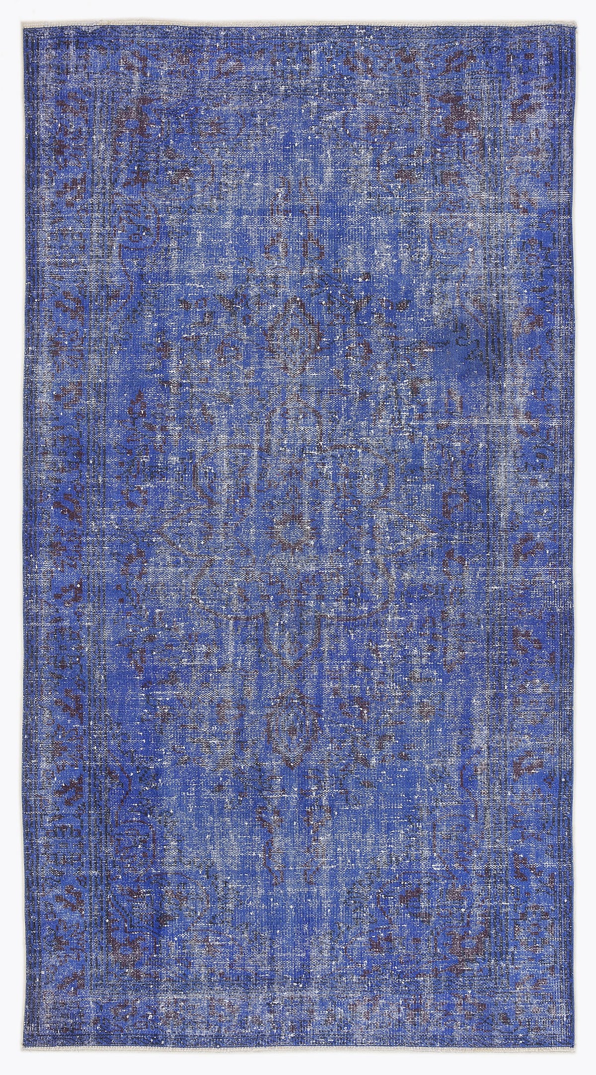 Blue Over Dyed Vintage Rug 4&#39;11&#39;&#39; x 9&#39;2&#39;&#39; ft 151 x 280 cm