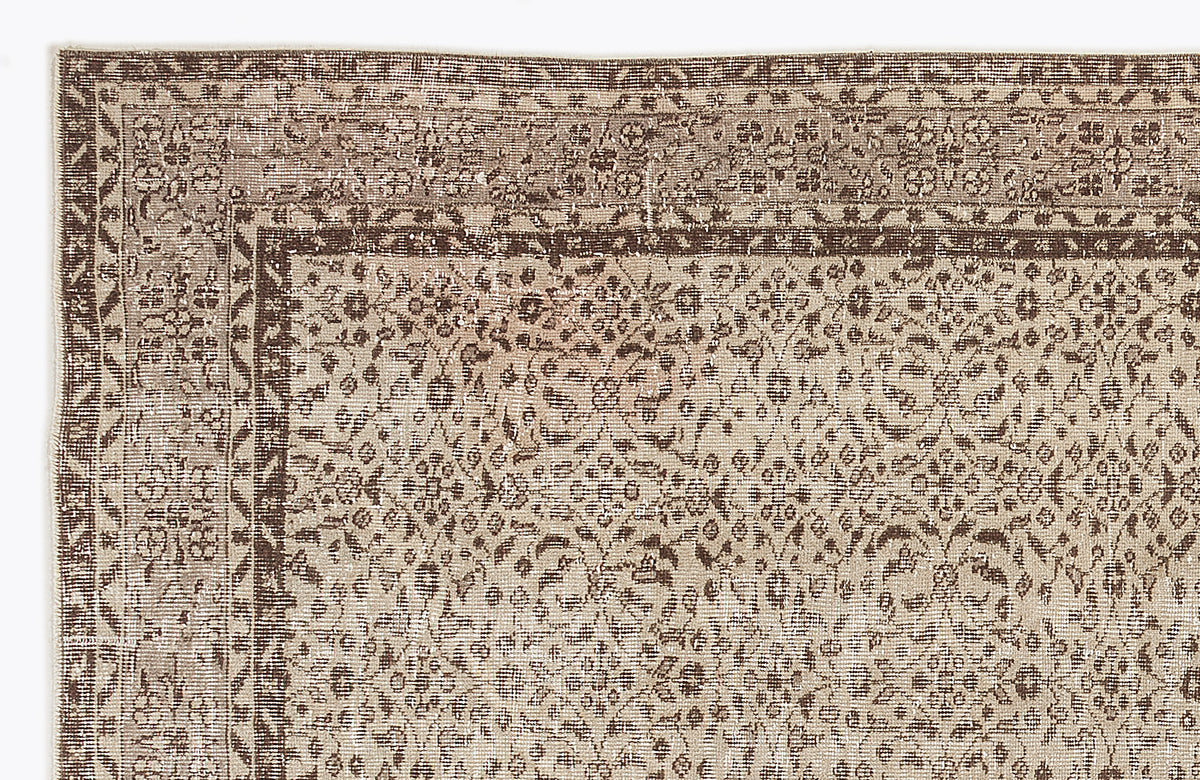 Beige Over Dyed Vintage Rug 6&#39;4&#39;&#39; x 9&#39;6&#39;&#39; ft 192 x 290 cm