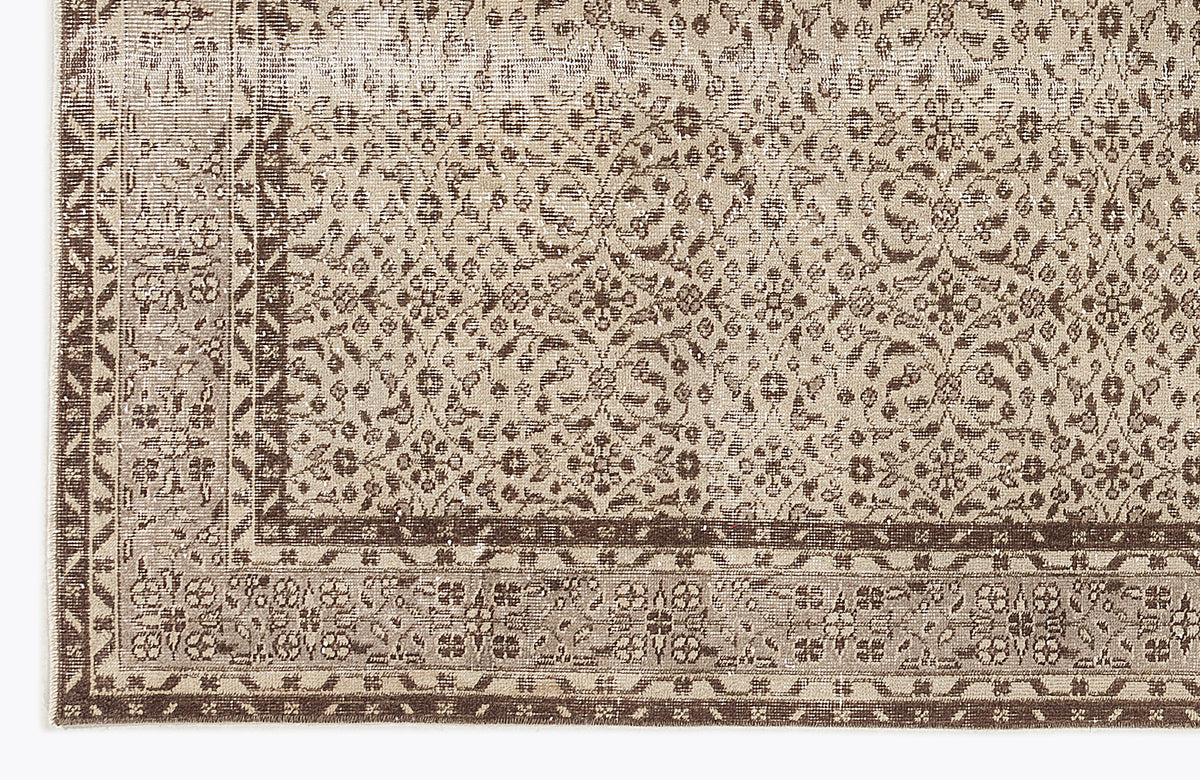 Beige Over Dyed Vintage Rug 6&#39;4&#39;&#39; x 9&#39;6&#39;&#39; ft 192 x 290 cm