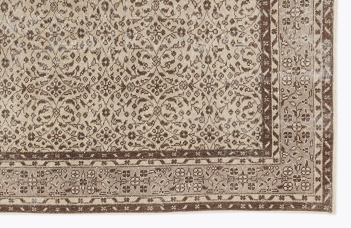 Beige Over Dyed Vintage Rug 6&#39;4&#39;&#39; x 9&#39;6&#39;&#39; ft 192 x 290 cm