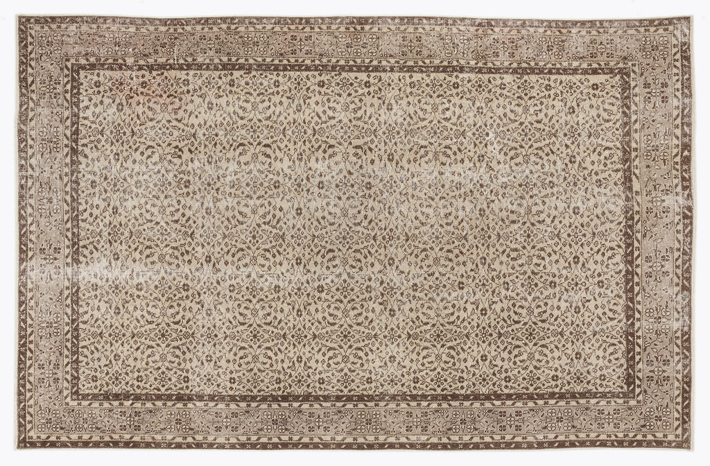 Beige Over Dyed Vintage Rug 6'4'' x 9'6'' ft 192 x 290 cm