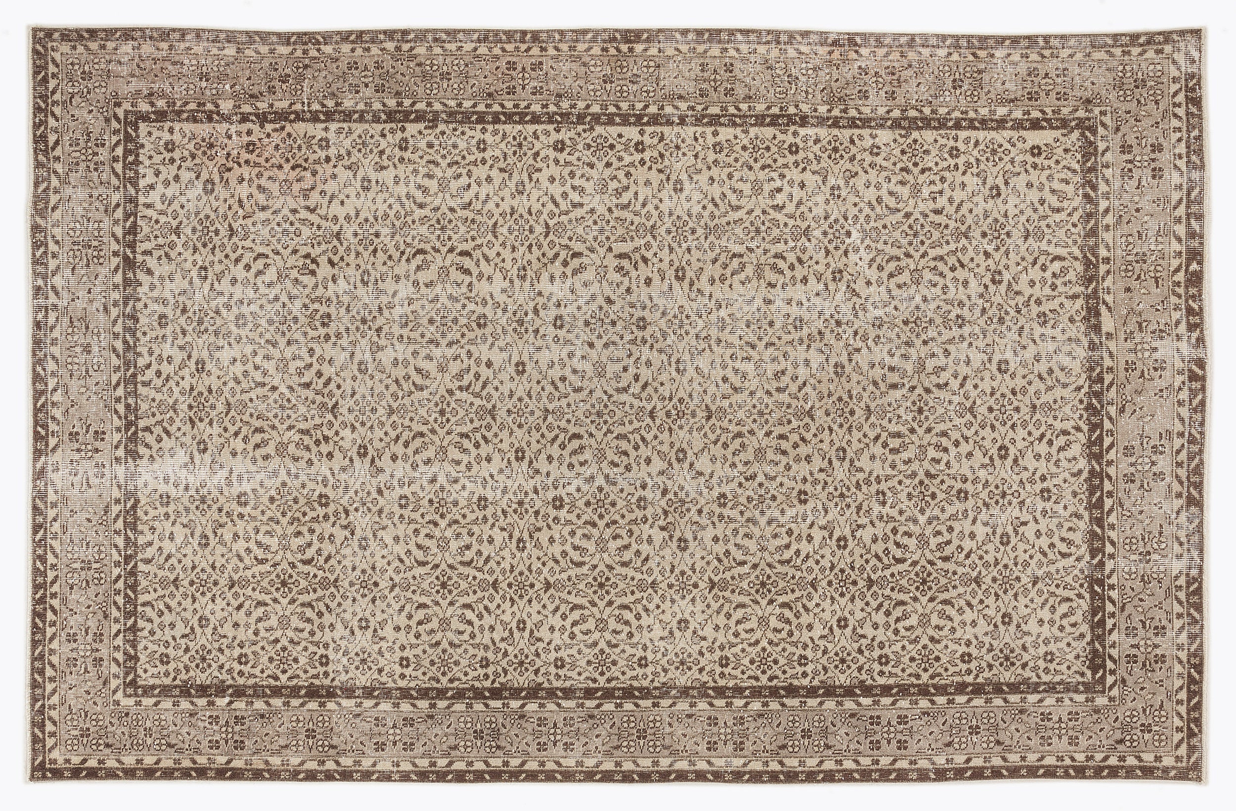 Beige Over Dyed Vintage Rug 6'4'' x 9'6'' ft 192 x 290 cm