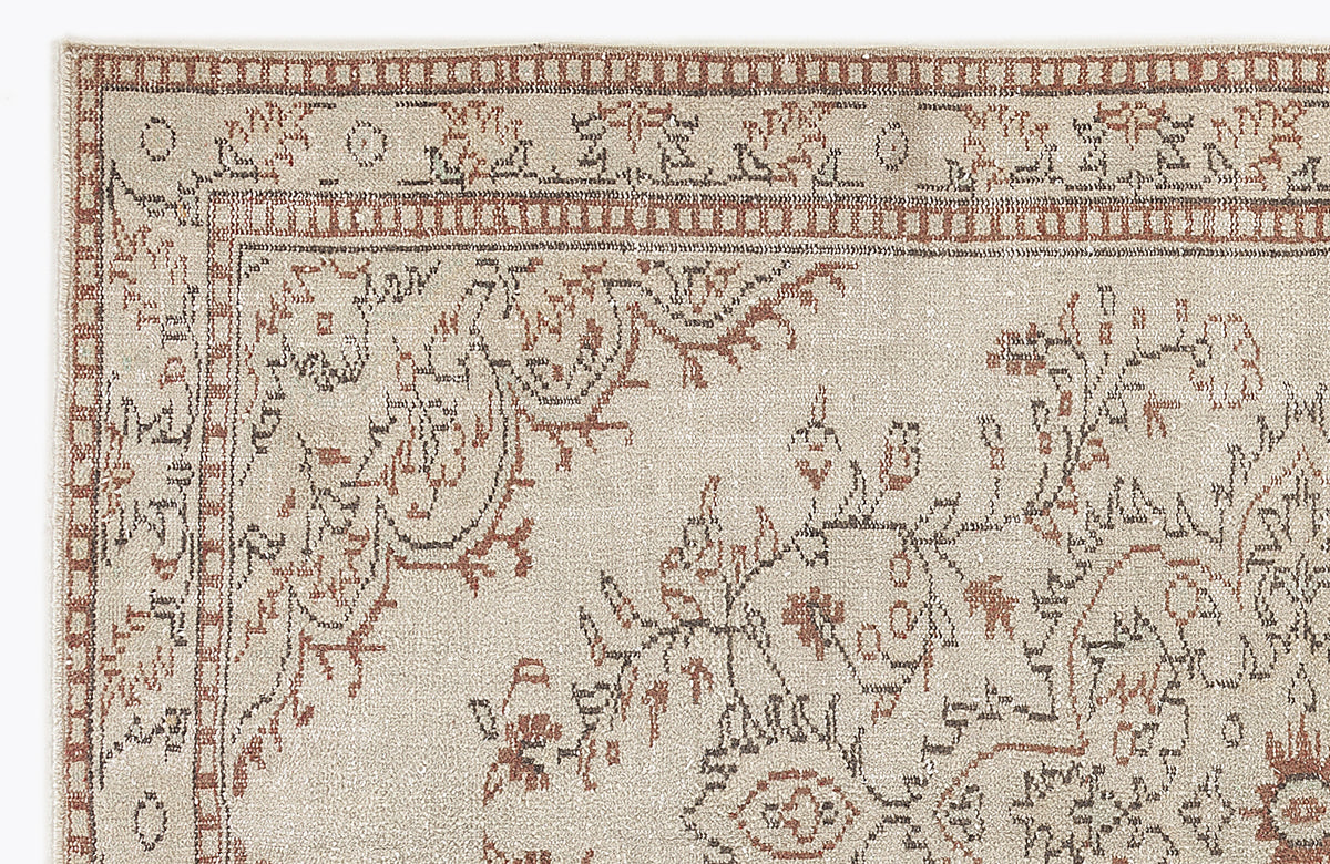 Beige Over Dyed Vintage Rug 5&#39;5&#39;&#39; x 8&#39;7&#39;&#39; ft 164 x 262 cm