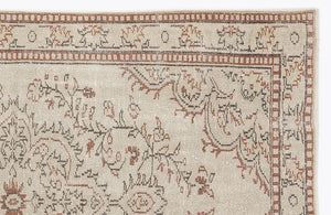 Beige Over Dyed Vintage Rug 5'5'' x 8'7'' ft 164 x 262 cm