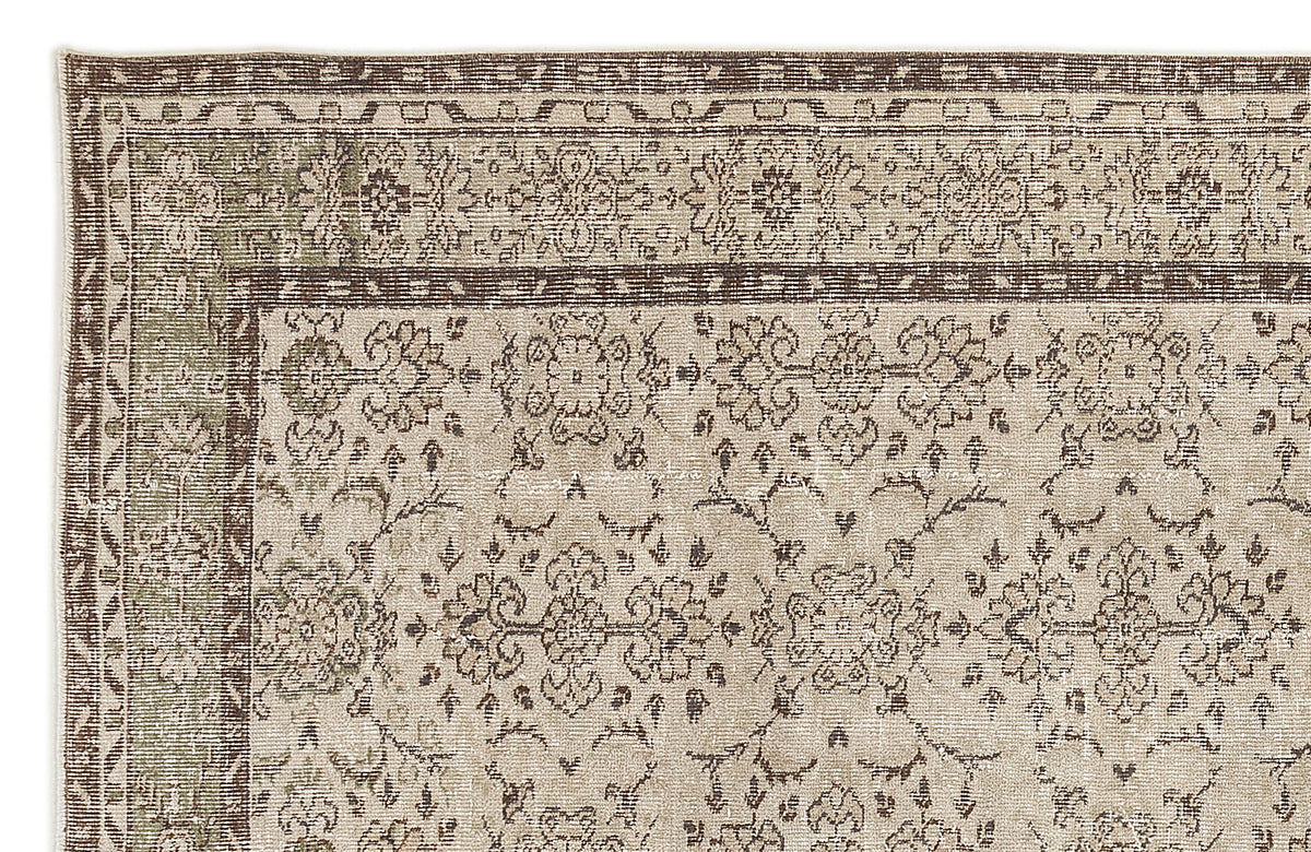 Beige Over Dyed Vintage Rug 6&#39;2&#39;&#39; x 9&#39;7&#39;&#39; ft 188 x 292 cm