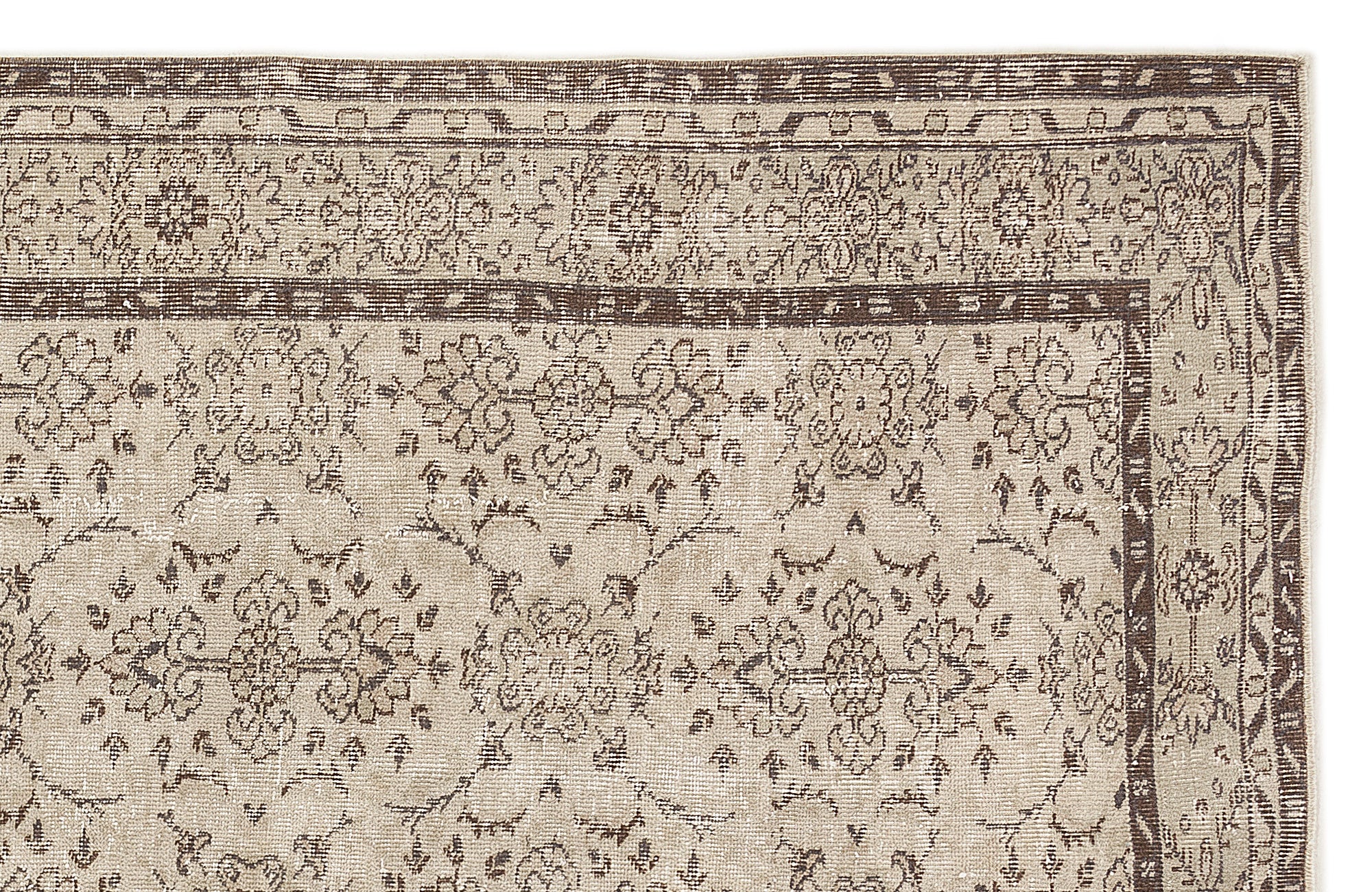 Beige Over Dyed Vintage Rug 6'2'' x 9'7'' ft 188 x 292 cm