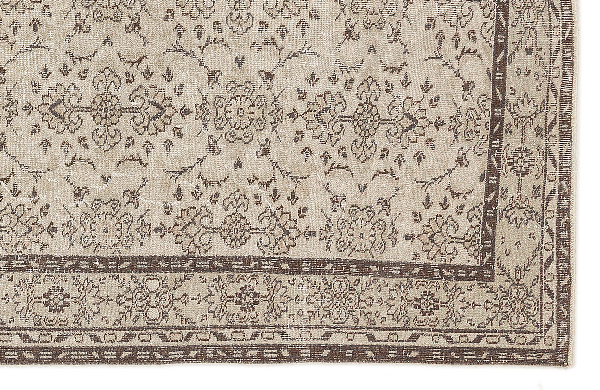 Beige Over Dyed Vintage Rug 6&#39;2&#39;&#39; x 9&#39;7&#39;&#39; ft 188 x 292 cm