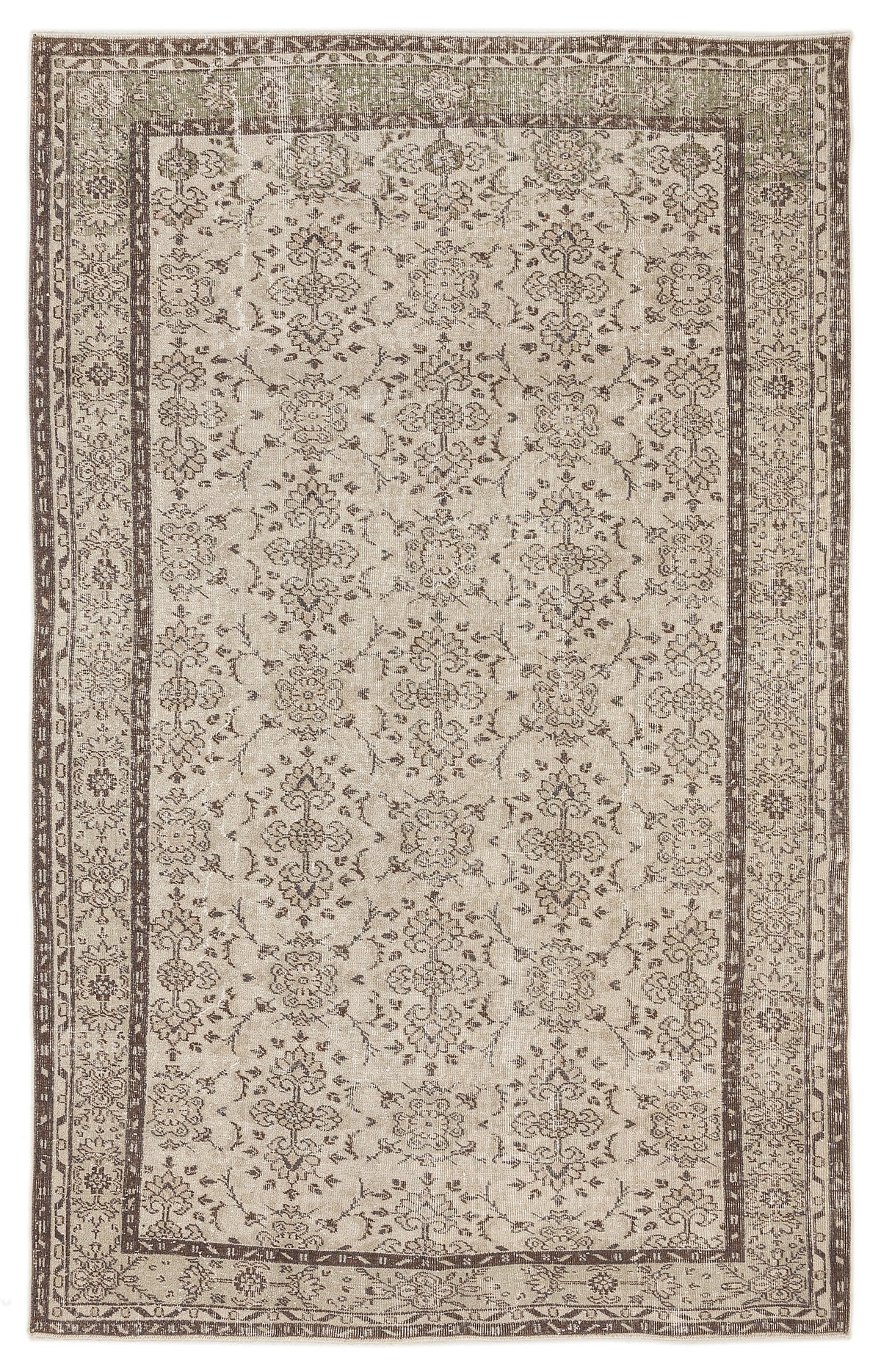 Beige Over Dyed Vintage Rug 6&#39;2&#39;&#39; x 9&#39;7&#39;&#39; ft 188 x 292 cm